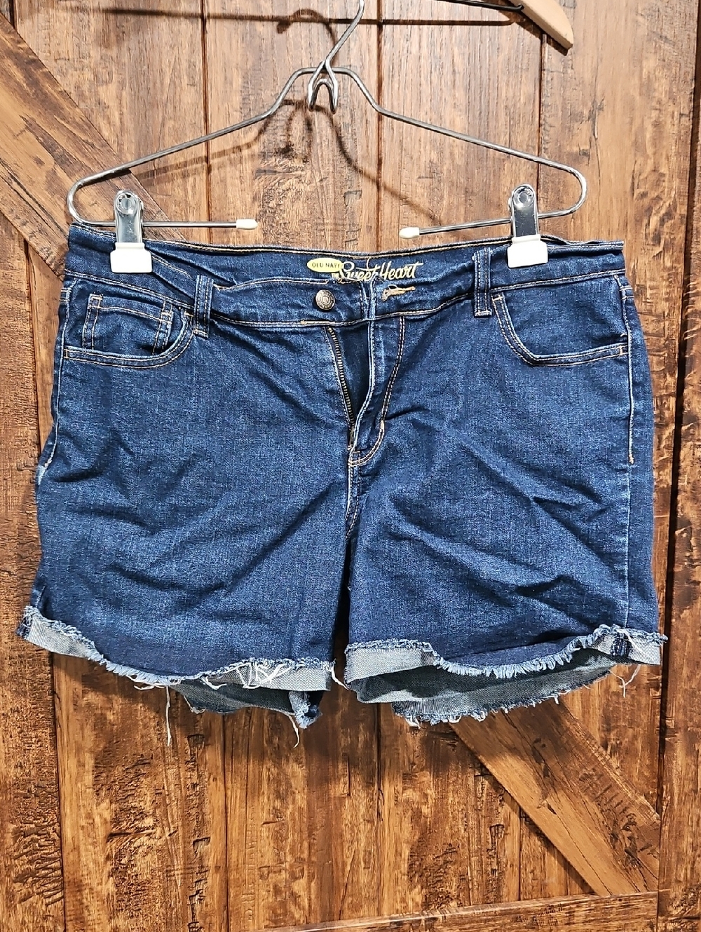 Old Navy Dark Blue Distressed Denim Cutoff Shorts